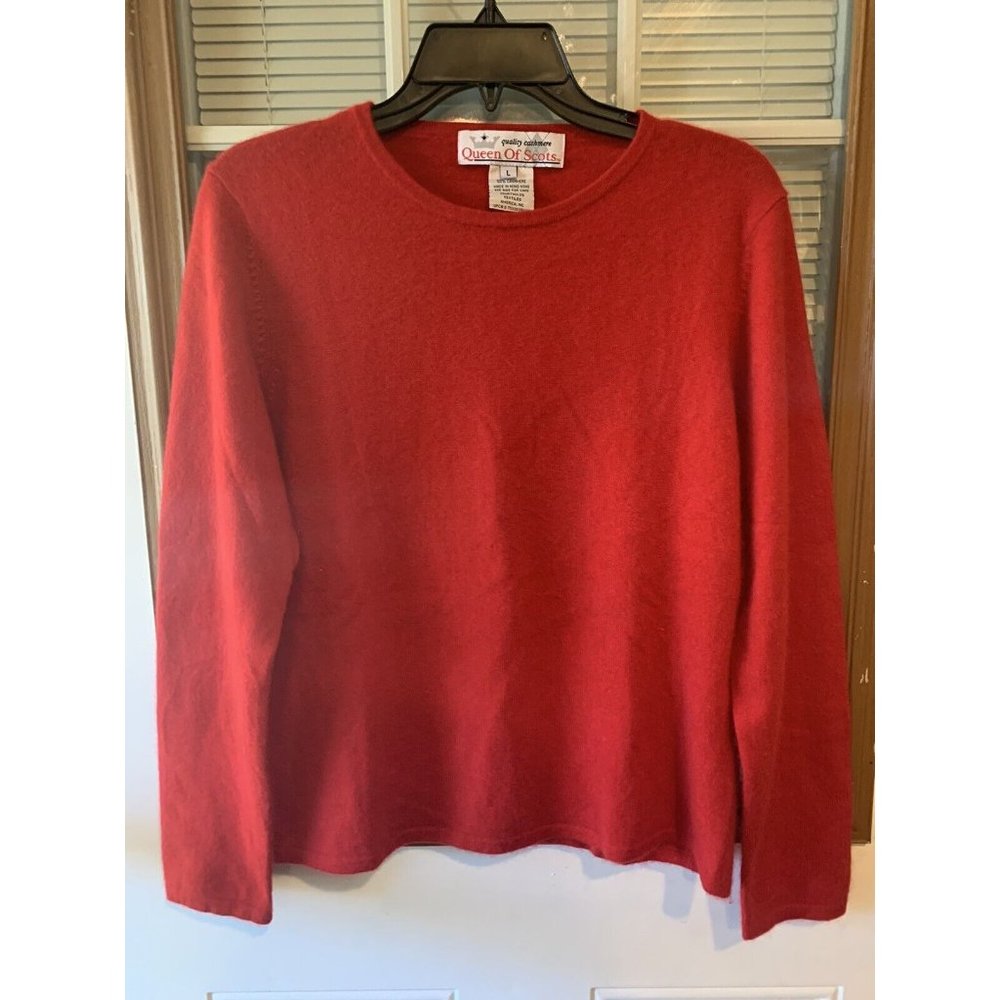 Queen of Scotts Large 100% Cashmere Red Sweater